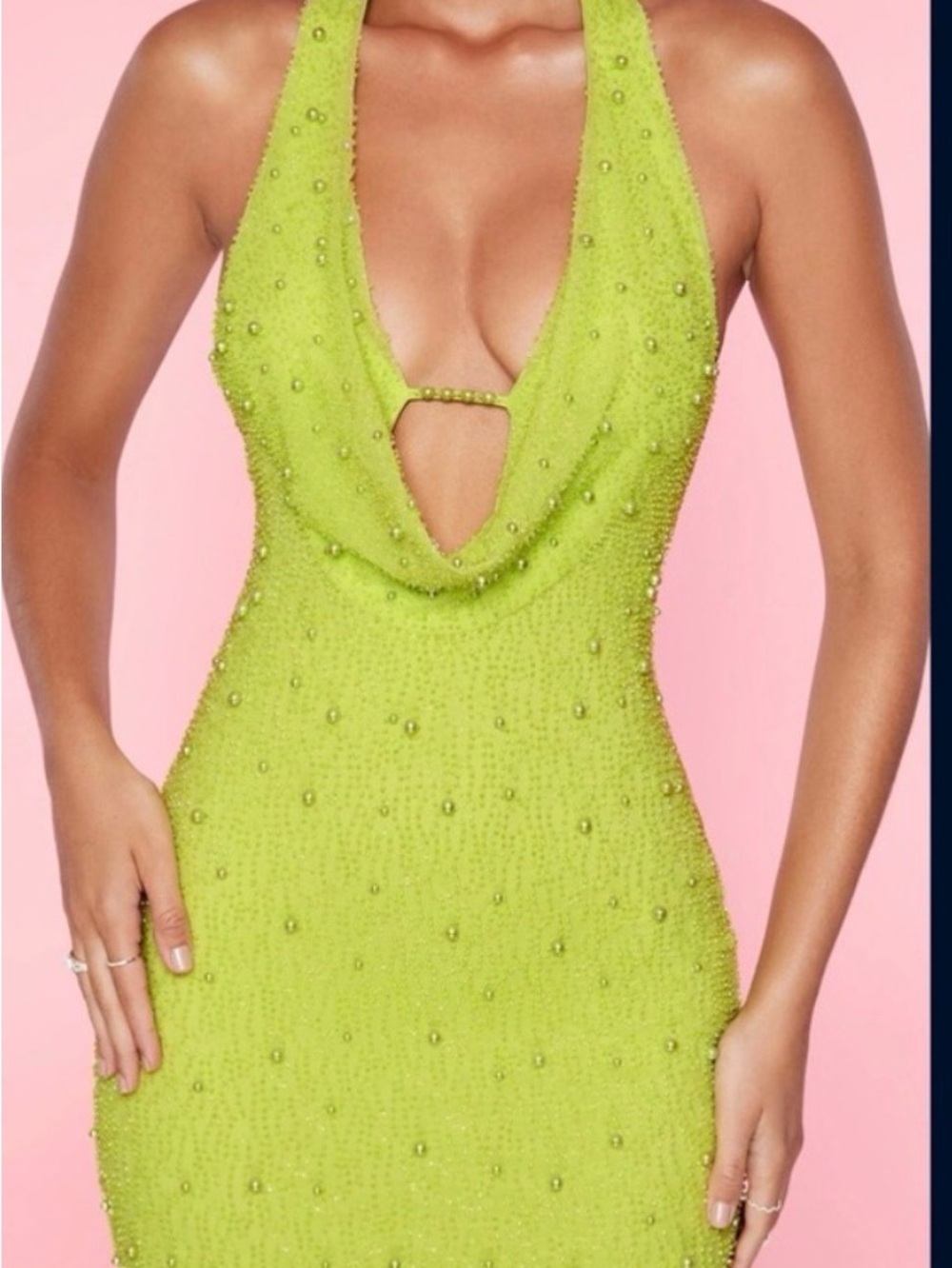 Oh Polly Plunge Embellished bodycon Dress